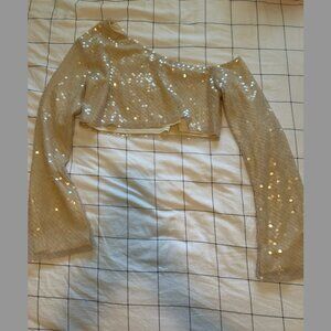 Peppermayo Long Sleeve Sequin Top - Champagne